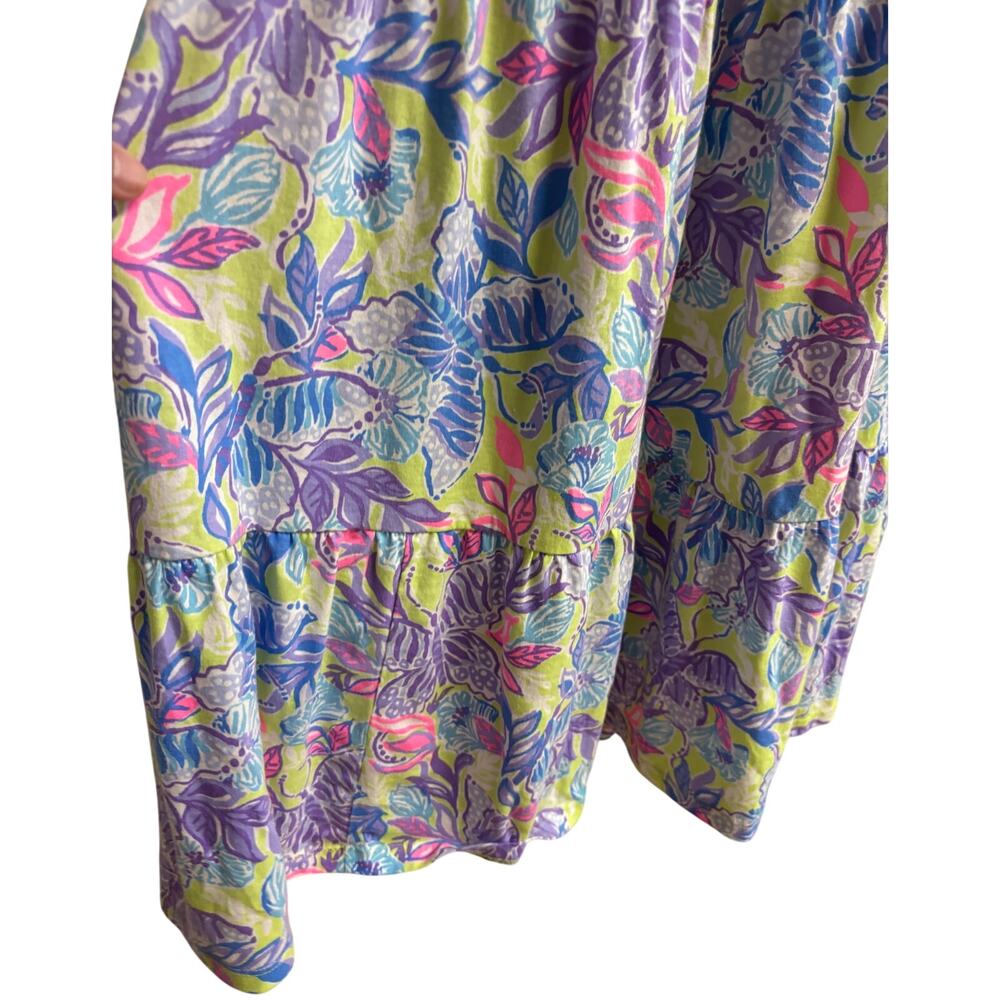 Lilly Pulitzer Womens Size XL Floral Smocked Dress Flutter Sleeve Cotton EUC - Picture 9 of 10